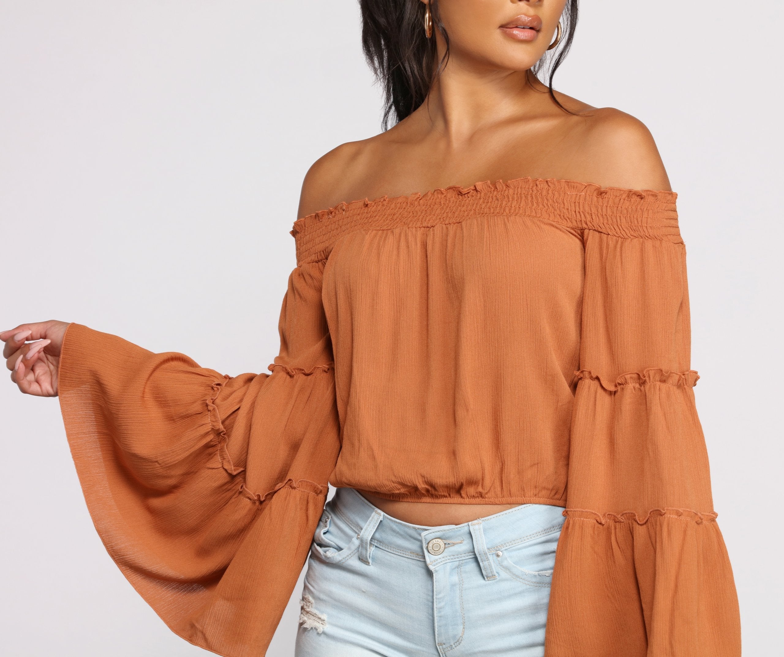 Flowy Feels Off The Shoulder Crop Top - Lady Occasions