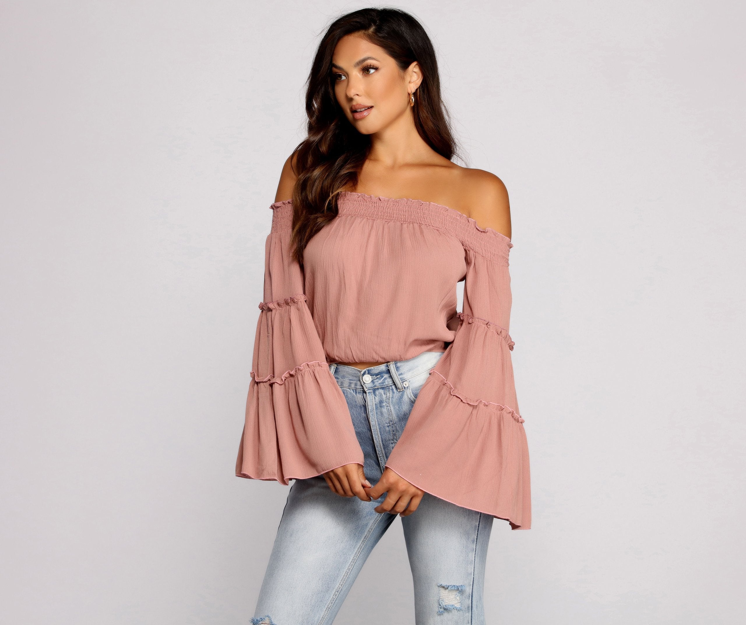 Flowy Feels Off The Shoulder Crop Top - Lady Occasions