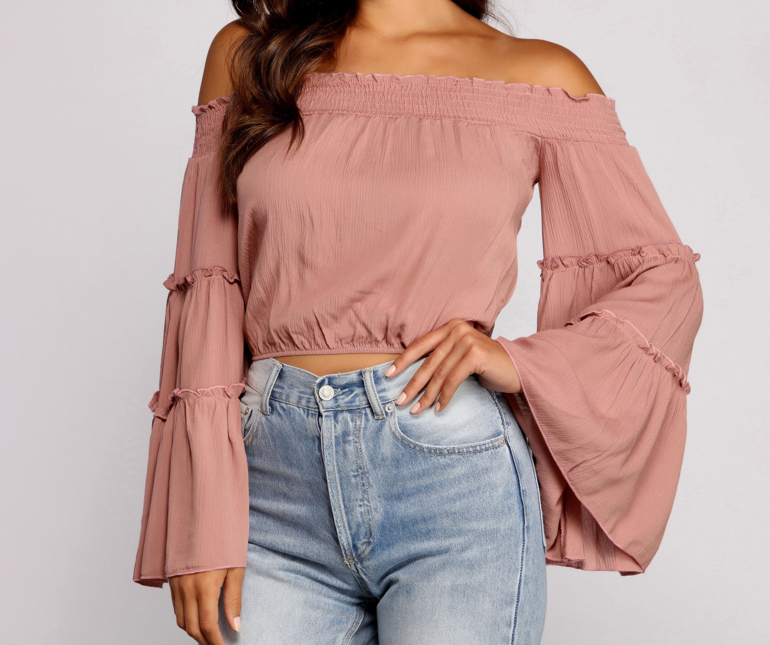 Flowy Feels Off The Shoulder Crop Top - Lady Occasions