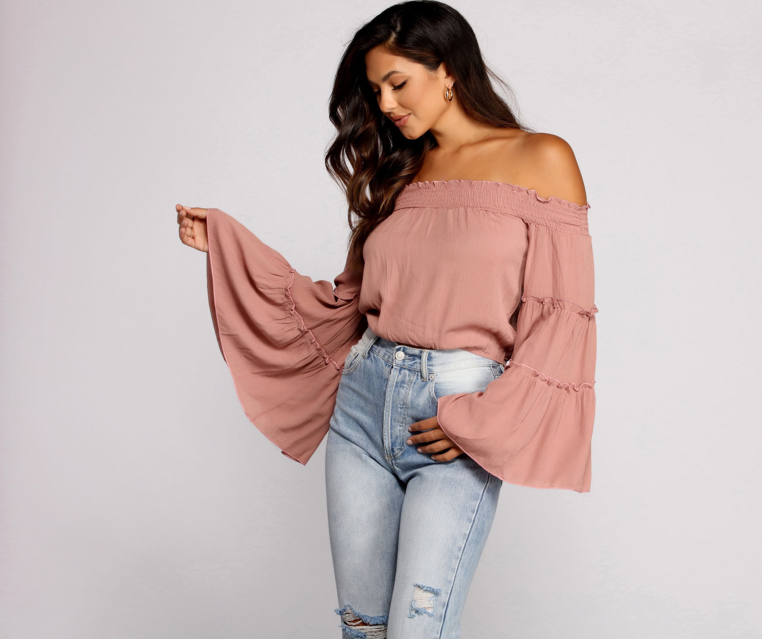 Flowy Feels Off The Shoulder Crop Top - Lady Occasions