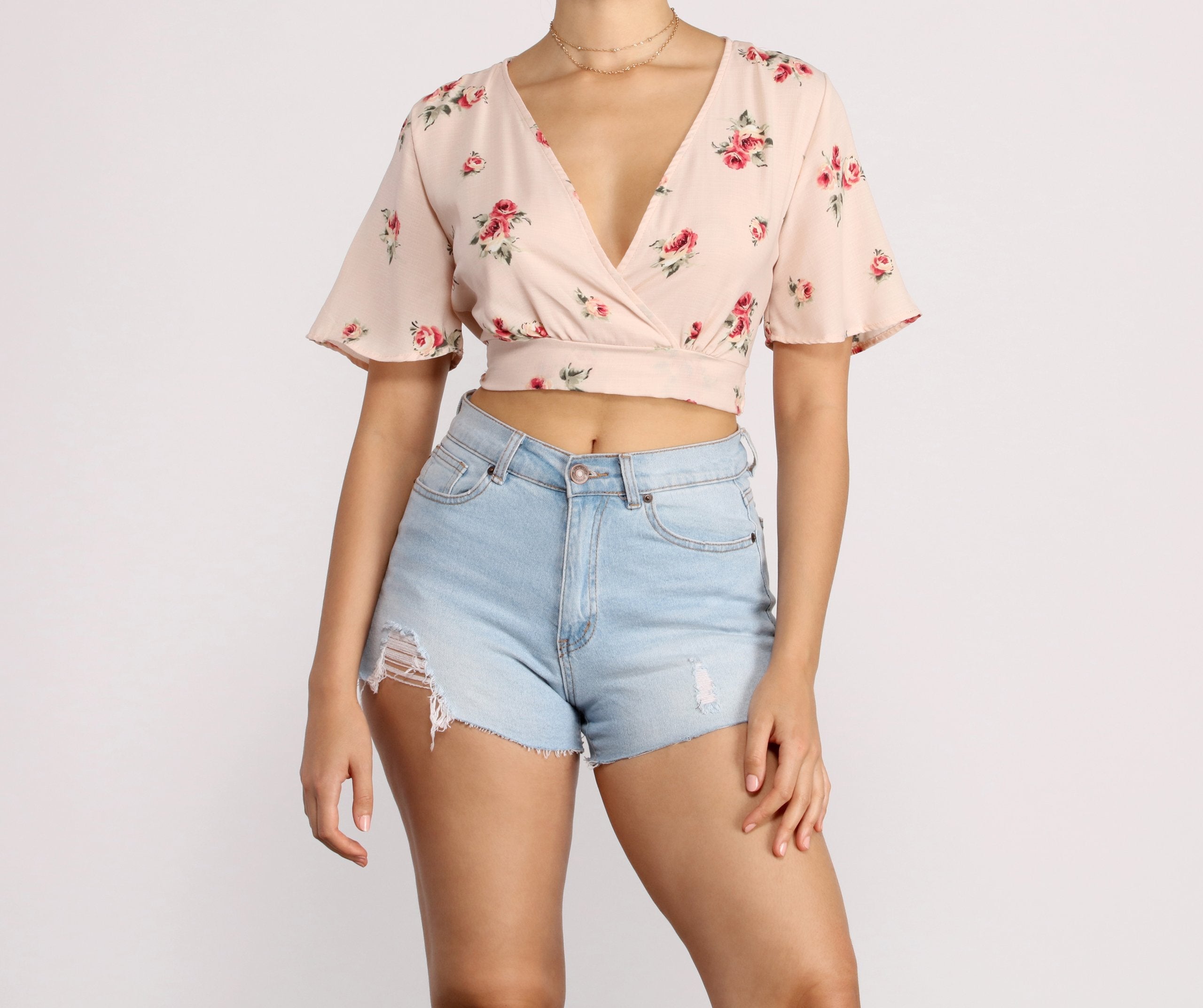 Sunny Side Floral Crop Top - Lady Occasions