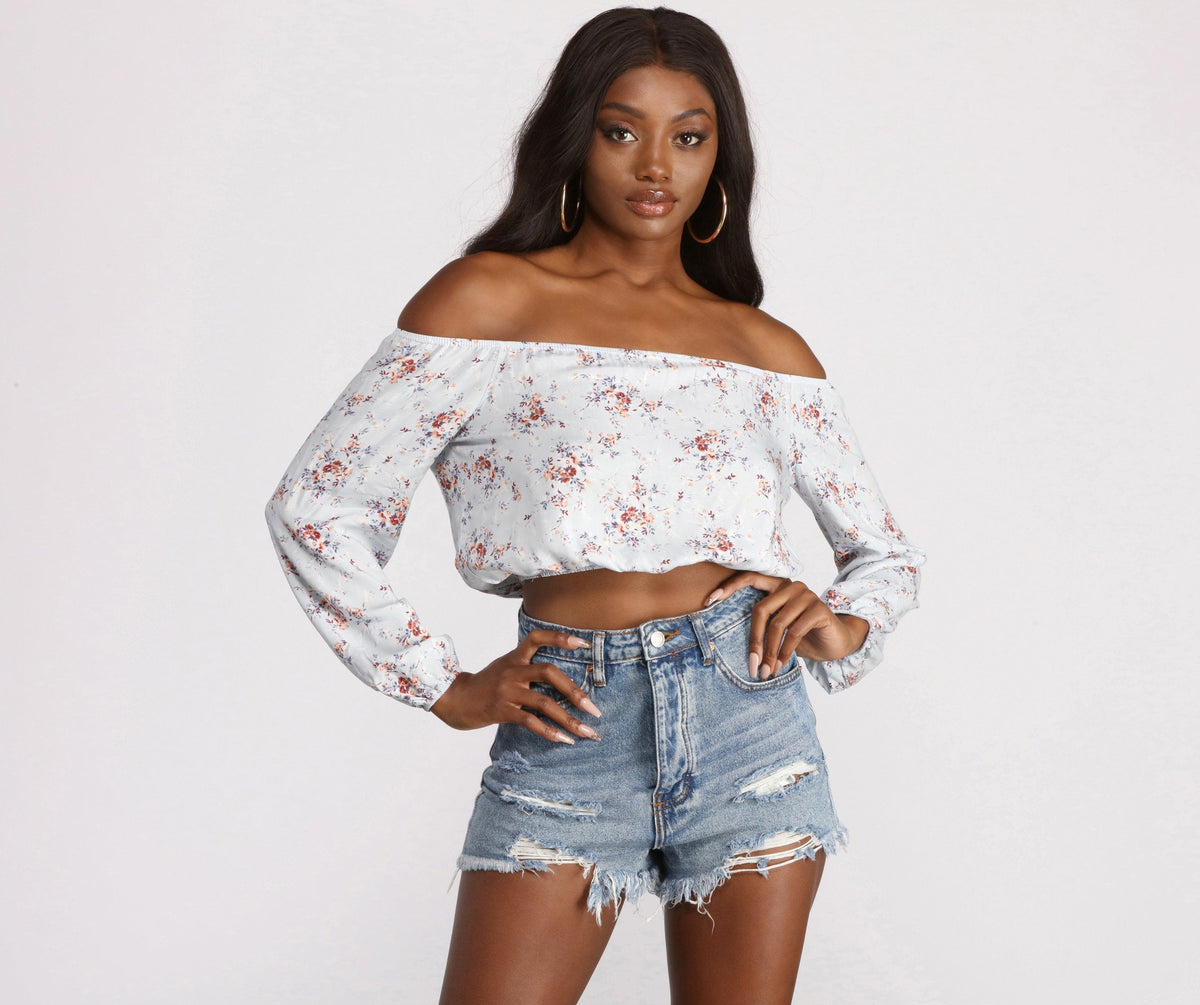 Floral Off The Shoulder Crop Top - Lady Occasions