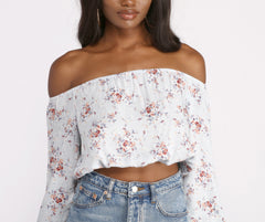 Floral Off The Shoulder Crop Top - Lady Occasions