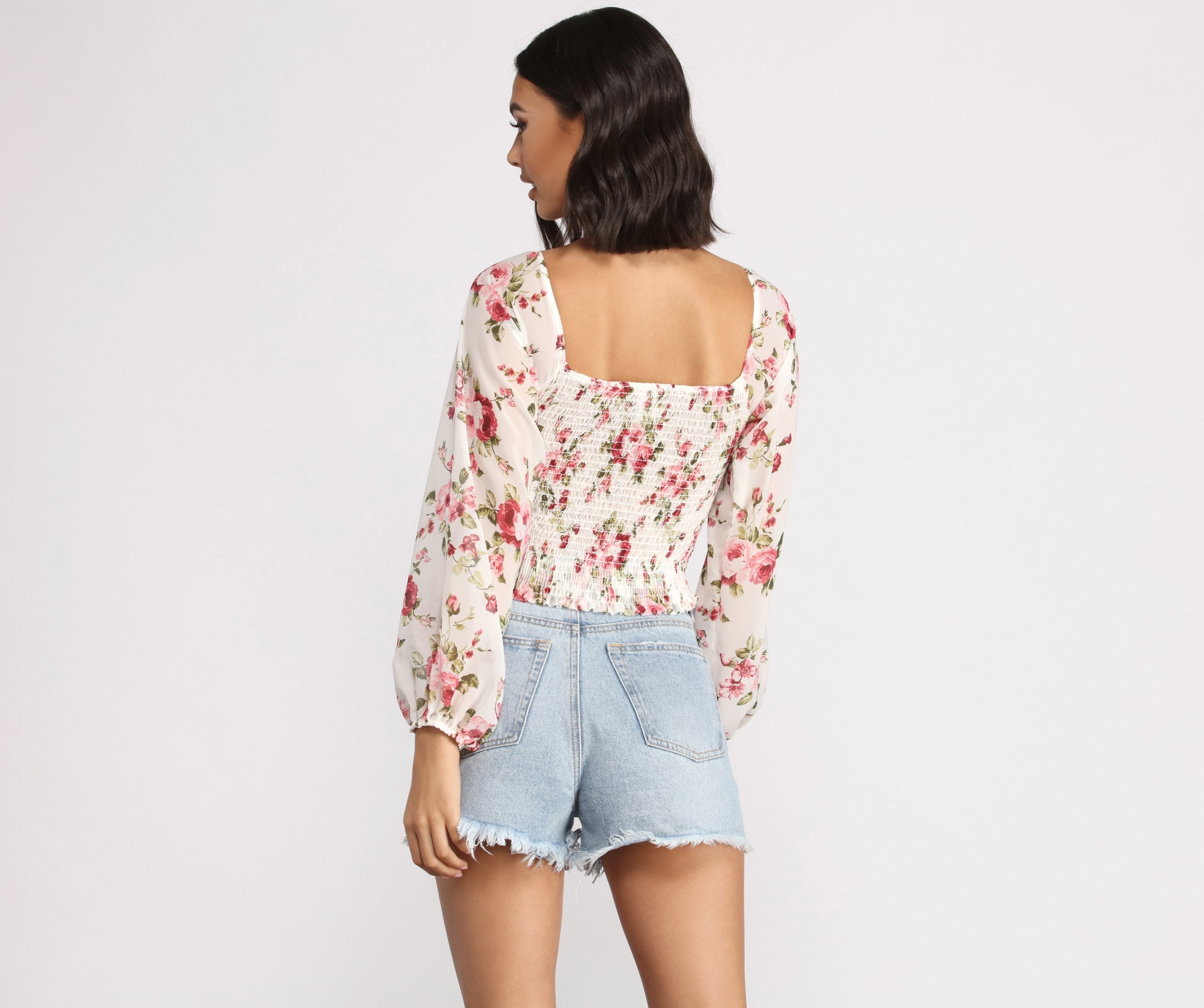 Off The Shoulder Floral Smocked Top - Lady Occasions