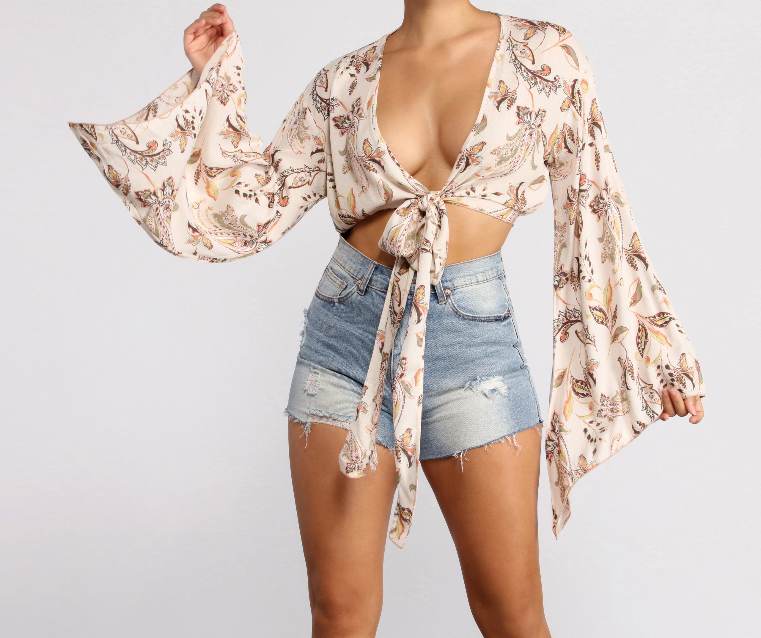 Boho Honey Tie Front Gauze Top - Lady Occasions