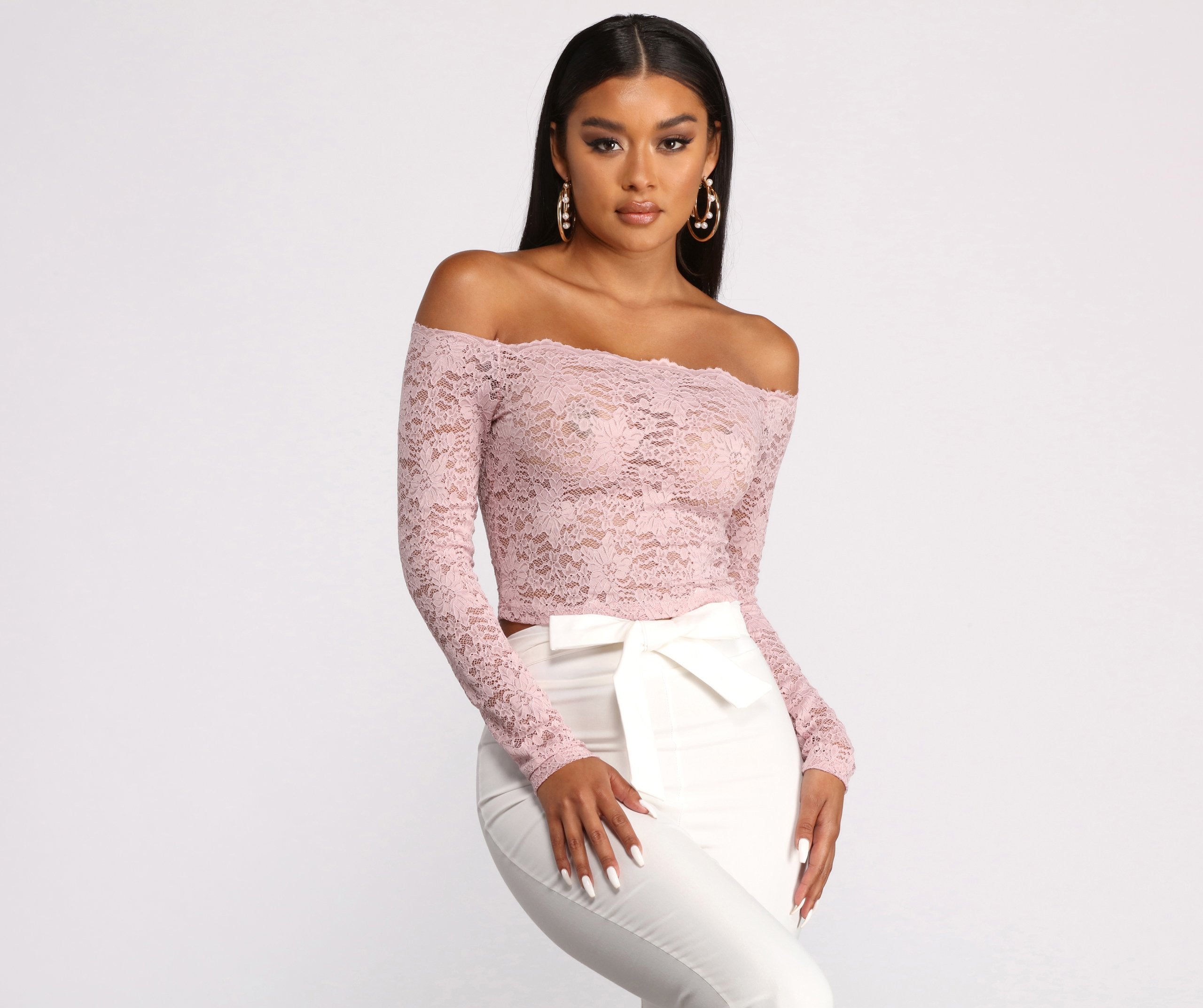 Off the Shoulder Floral Lace Top - Lady Occasions