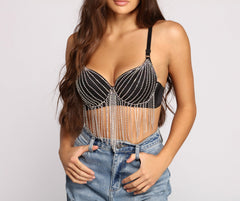 Dazzle Diva Rhinestone Fringe Bra - Lady Occasions