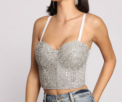 Bling It On Rhinestone Cropped Bustier - Lady Occasions