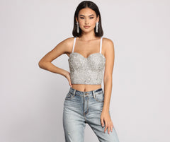 Bling It On Rhinestone Cropped Bustier - Lady Occasions