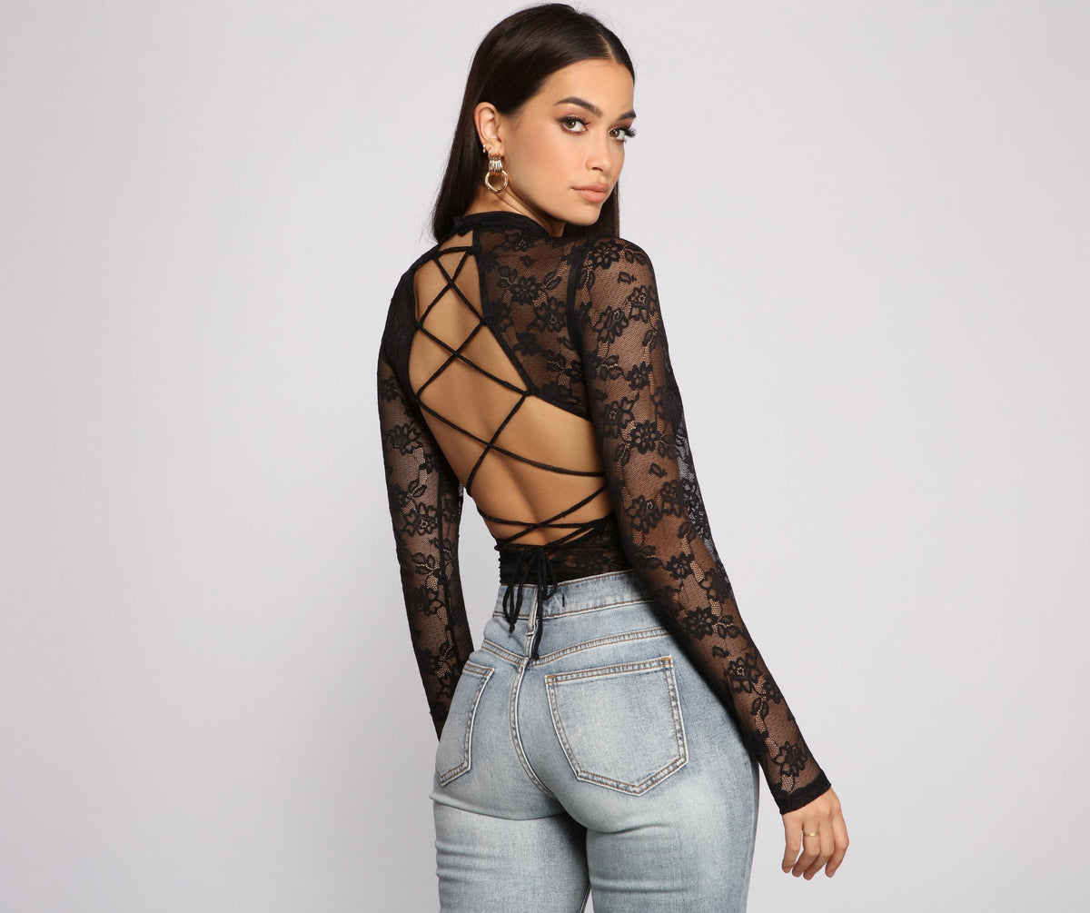 Living For Lace Strappy Back Bodysuit - Lady Occasions