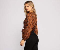 Fall Floral Wrap Front Crop Top - Lady Occasions