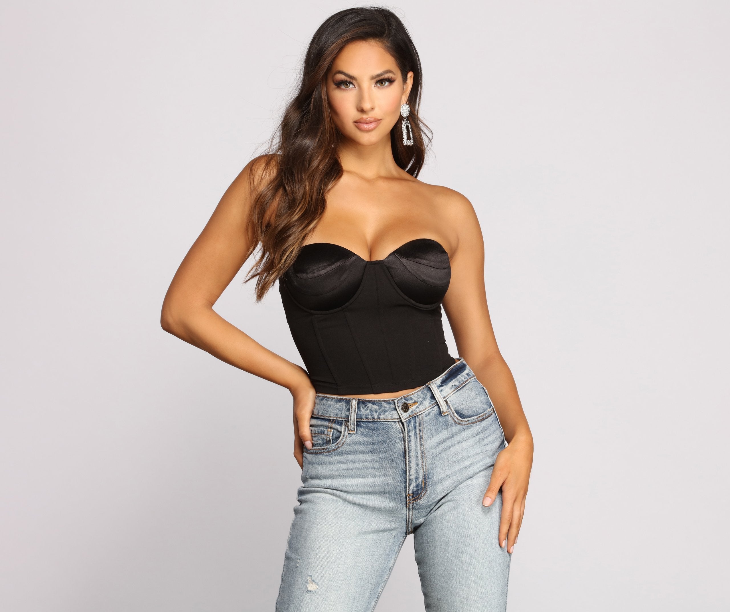 Iconic Cropped Satin Bustier - Lady Occasions