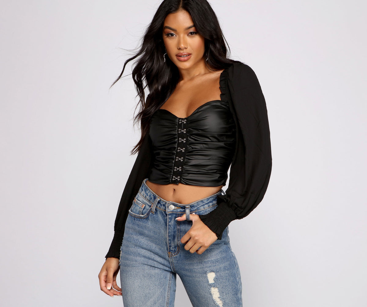 Hooked on Glam Faux Leather Crop Top - Lady Occasions