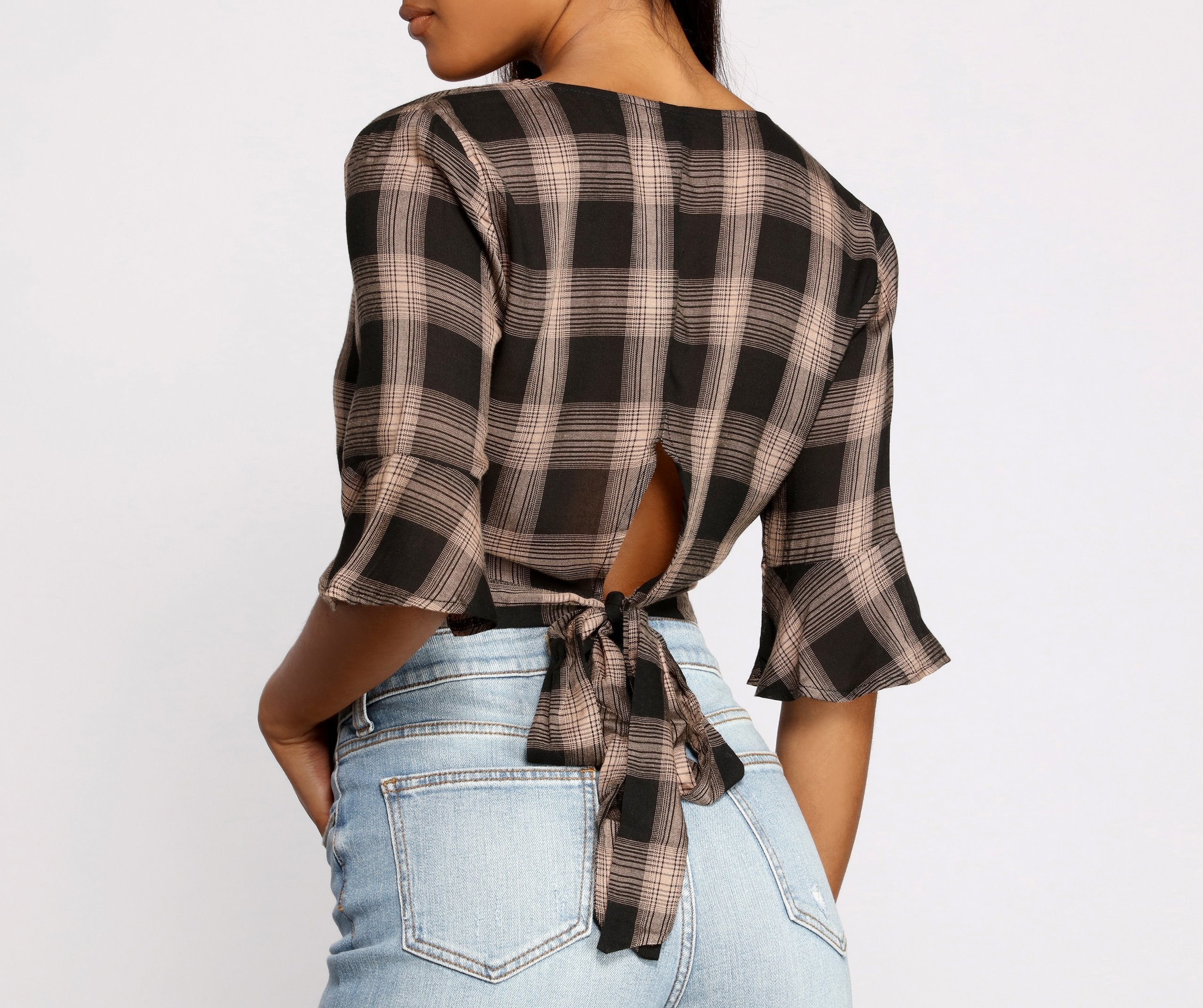 Pretty In Plaid Crop Top - Lady Occasions