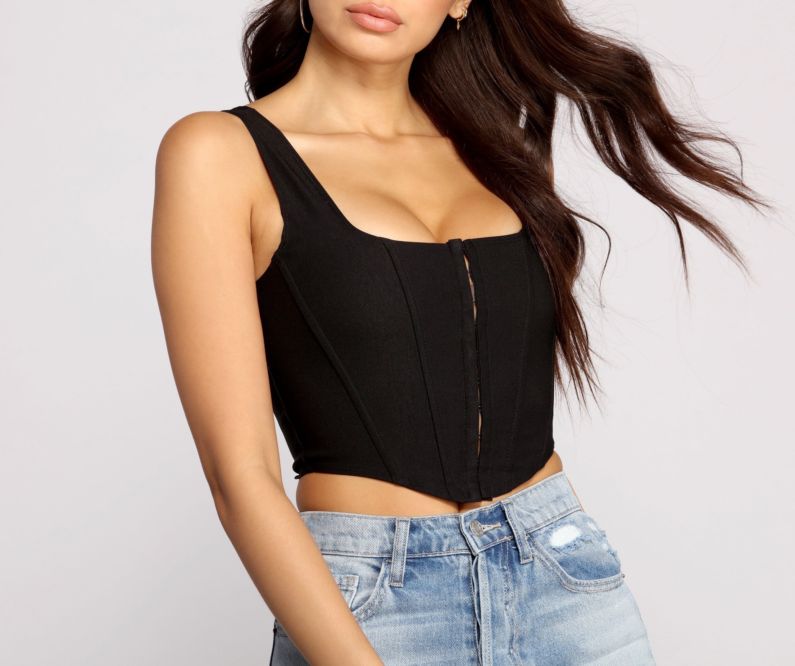Hook and Eye Corset Crop Top - Lady Occasions