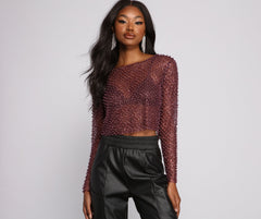 Feelin' Glamorous Glitter Mesh Crop Top - Lady Occasions