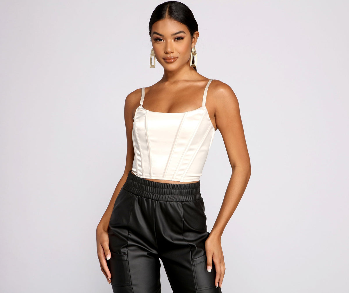 Satin Stunner Cropped Corset Top - Lady Occasions