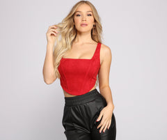 Trendy Babe Faux Suede Corset Top - Lady Occasions