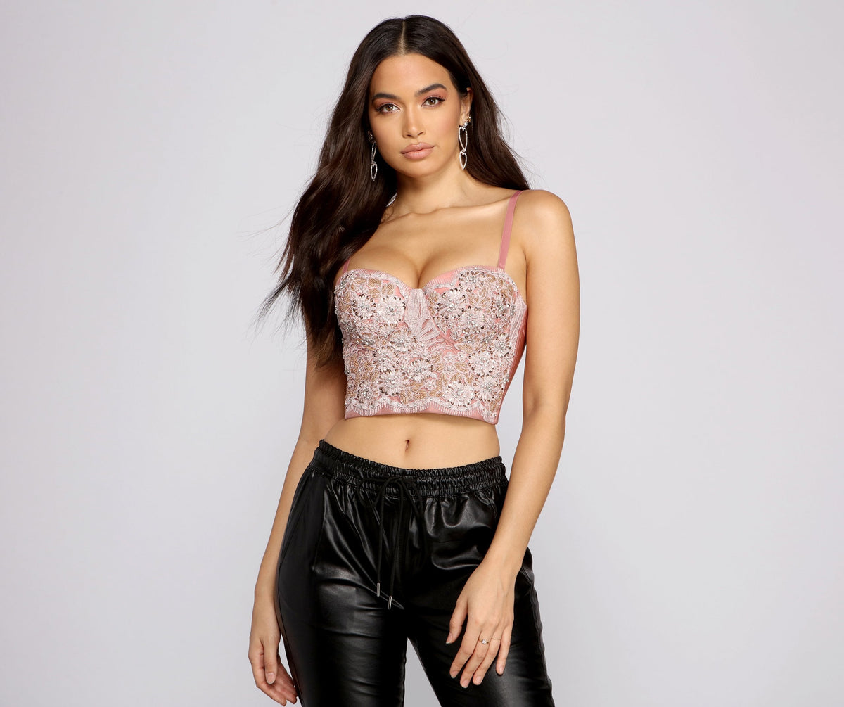 Effortlessly Embellished Cropped Bustier - Lady Occasions