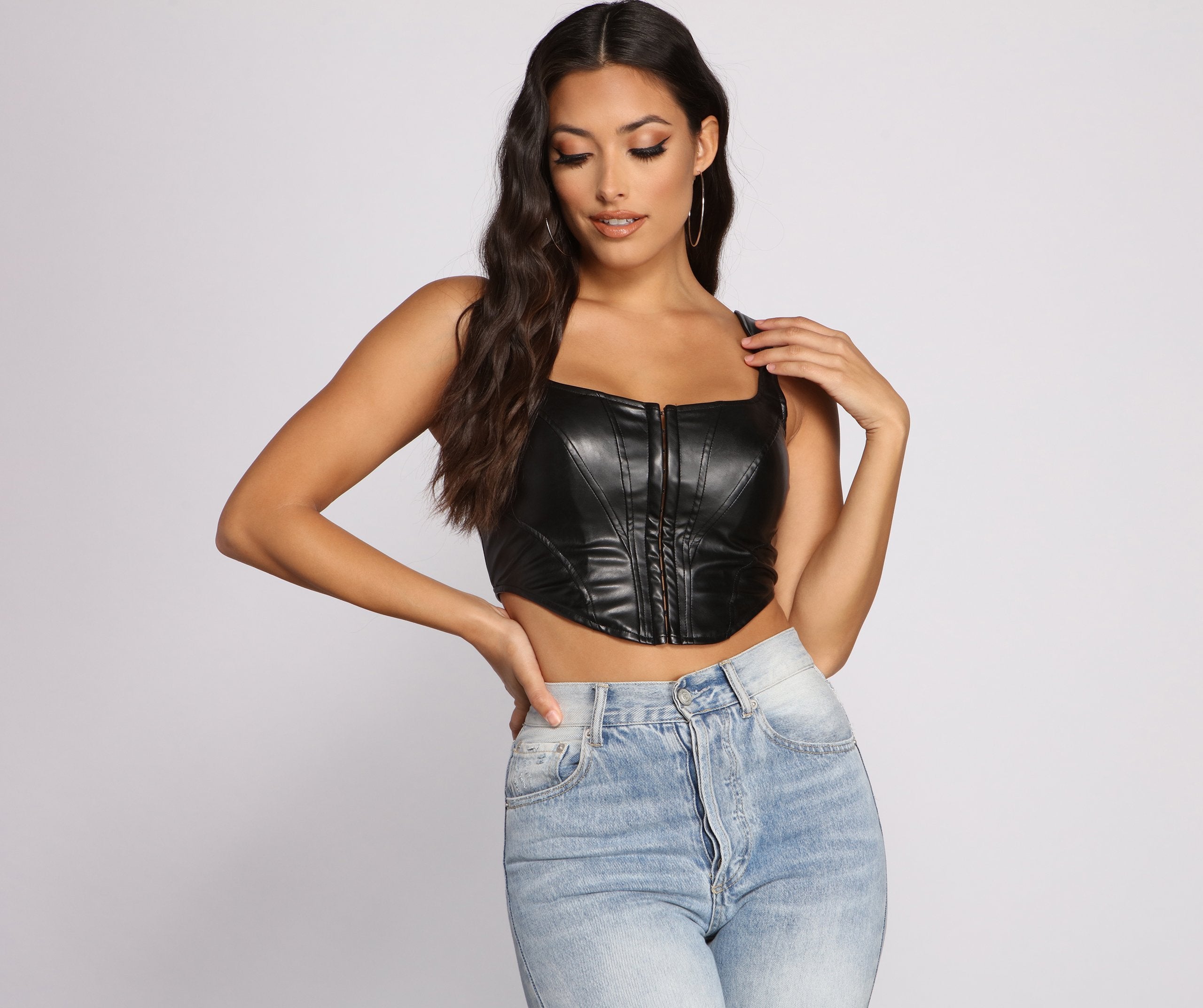 The Hook Up Faux Leather Corset Top - Lady Occasions