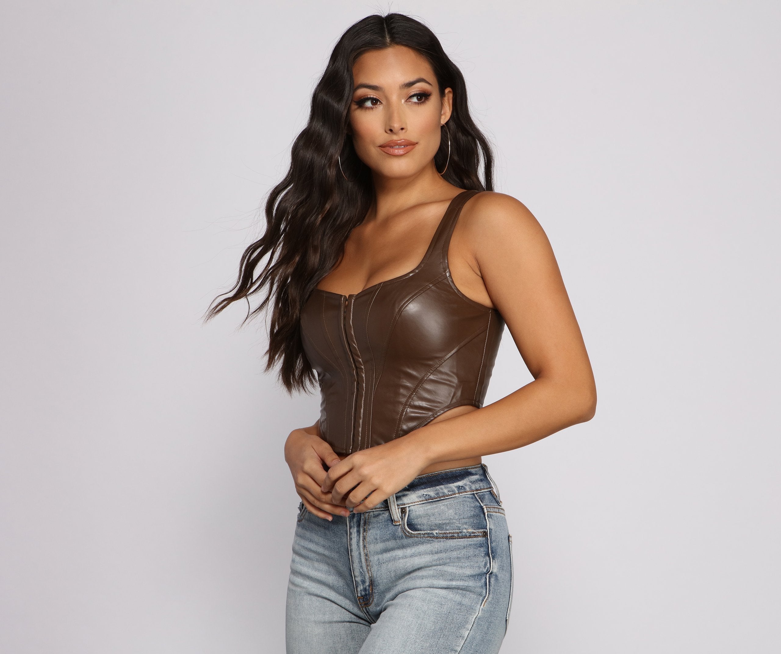 The Hook Up Faux Leather Corset Top - Lady Occasions