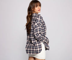 Flannel Mood Button Down Top - Lady Occasions