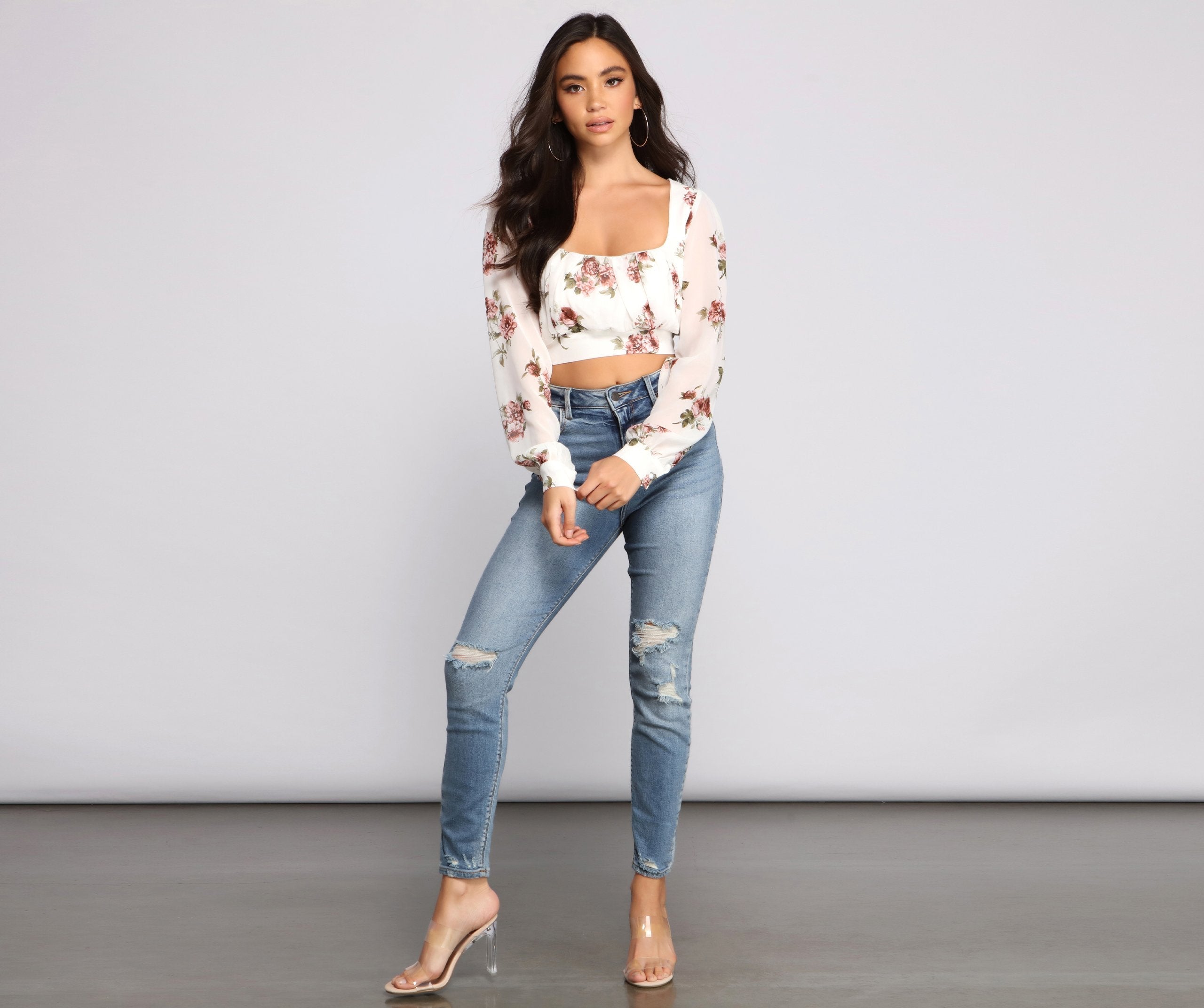 A Spring Mood Floral Crop Top - Lady Occasions