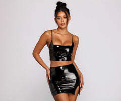 Dangerous Woman Faux Patent Leather Crop Top - Lady Occasions