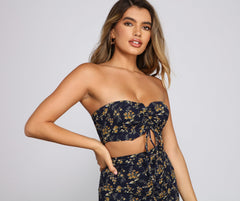 Ditsy Floral Ruched Tube Top - Lady Occasions