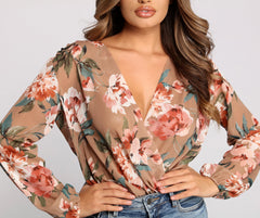 Sweet And Stylish Floral Bodysuit - Lady Occasions