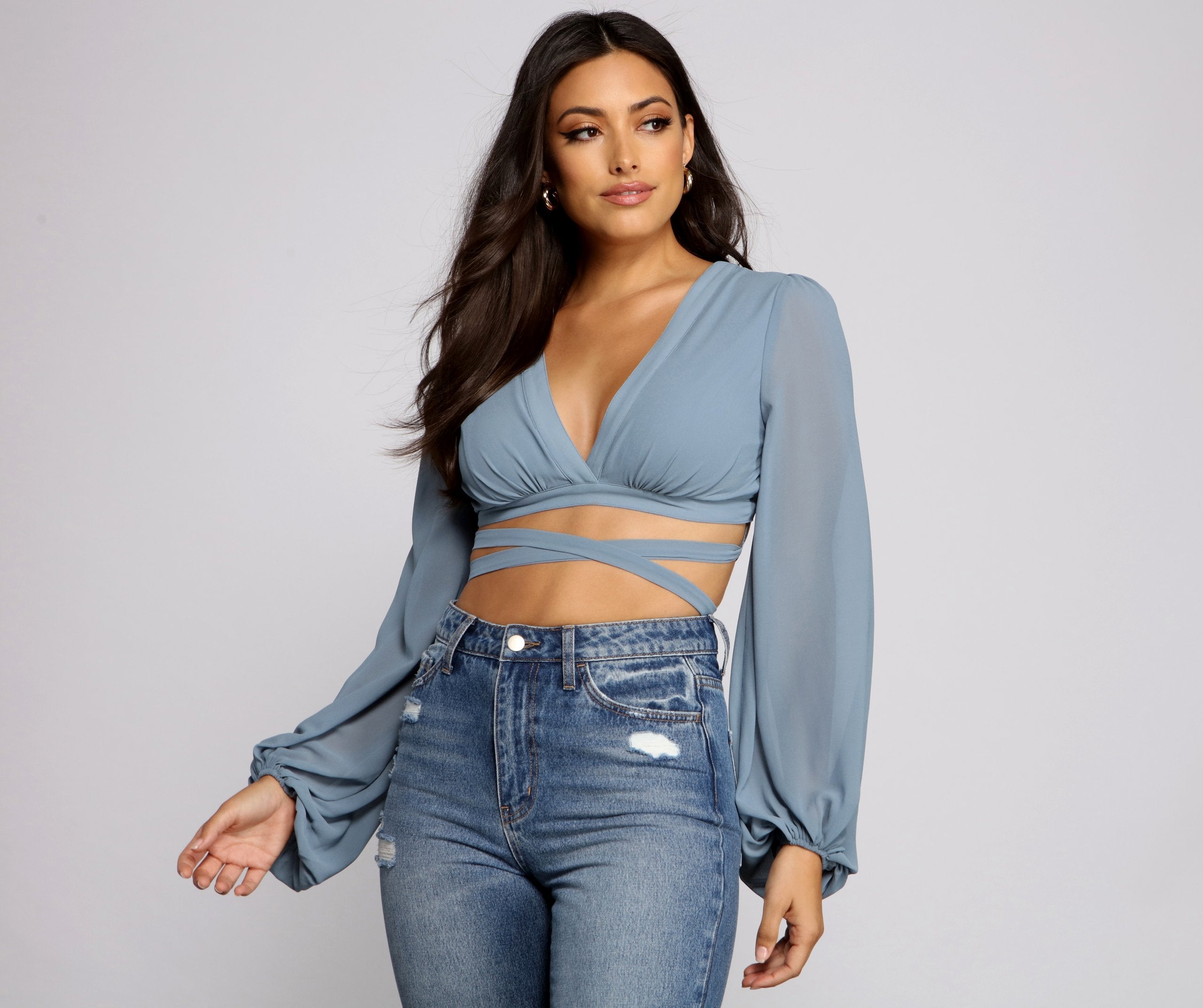 Stunning Strappy Chiffon Crop Top - Lady Occasions