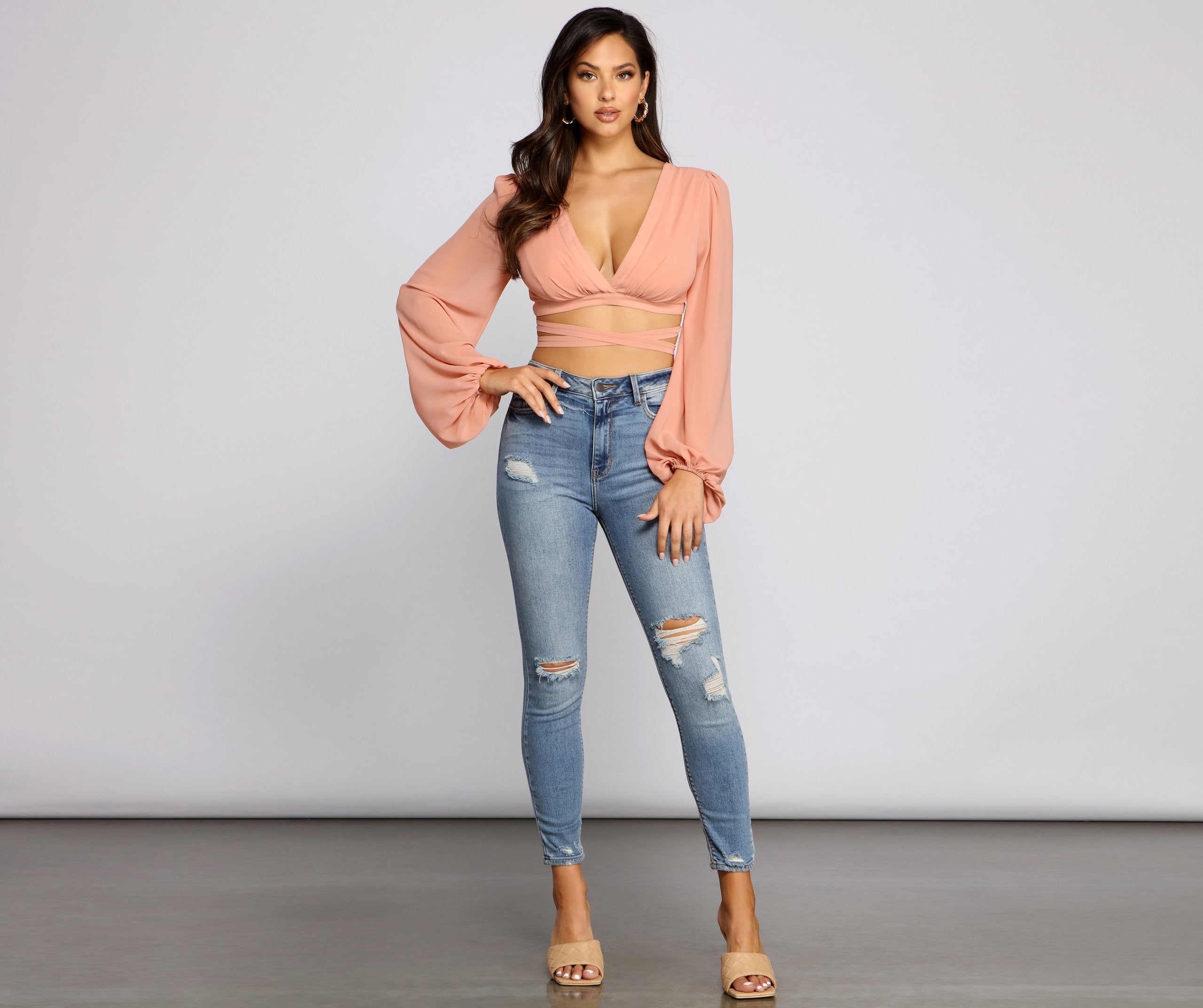 Stunning Strappy Chiffon Crop Top - Lady Occasions