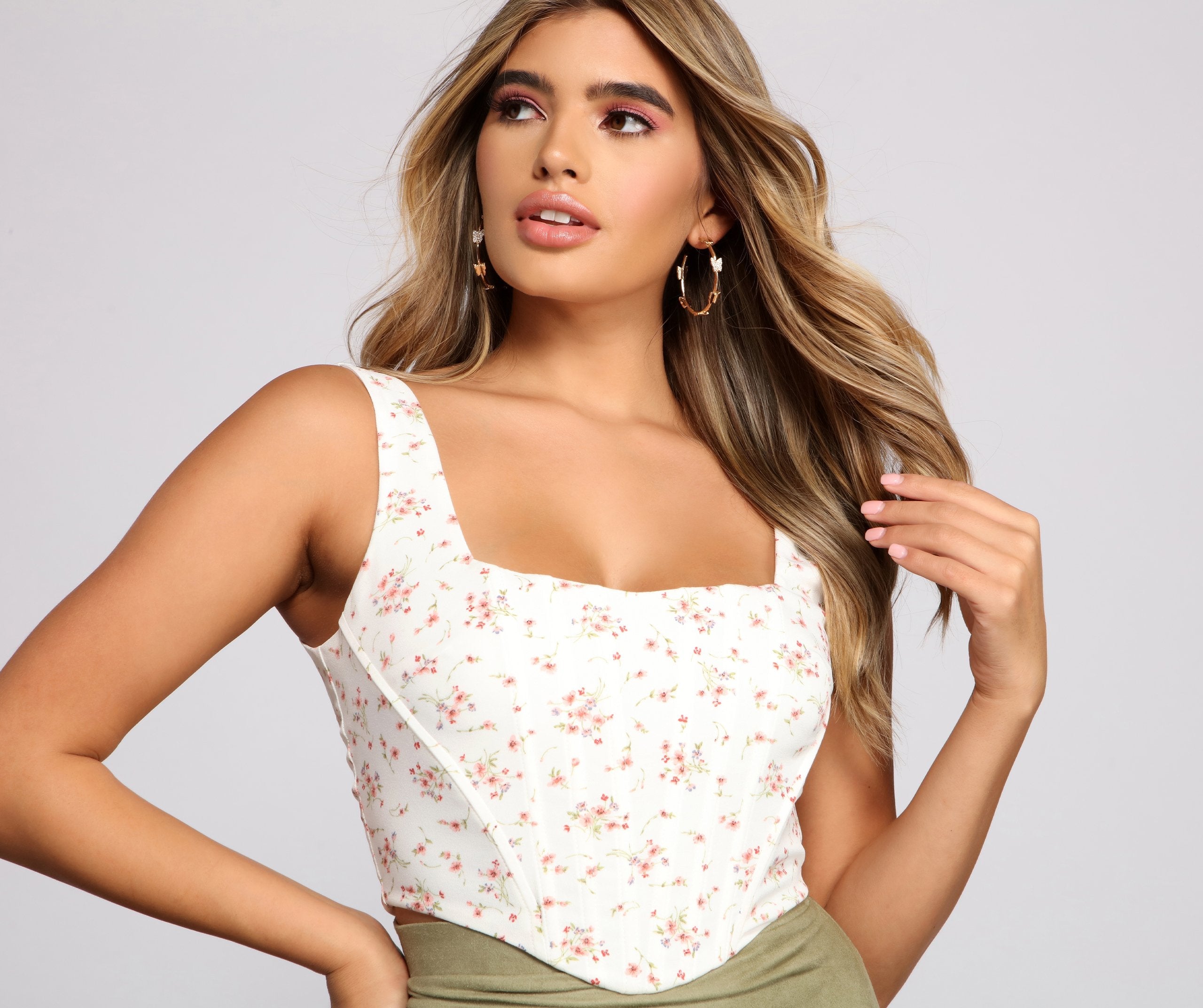 Floral Fusion Corset Crop Top - Lady Occasions