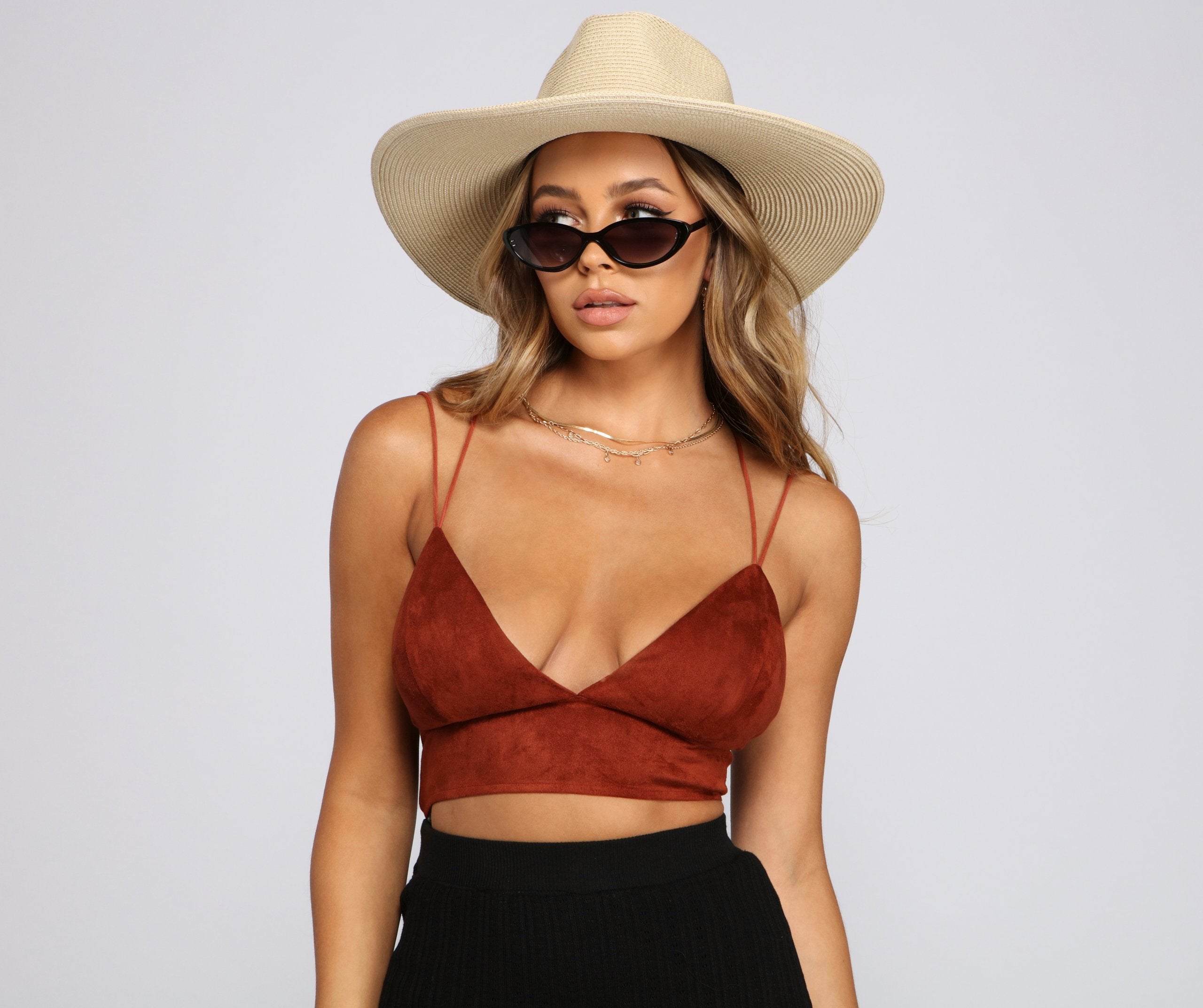 Candid Chic Faux Suede Crop Top - Lady Occasions