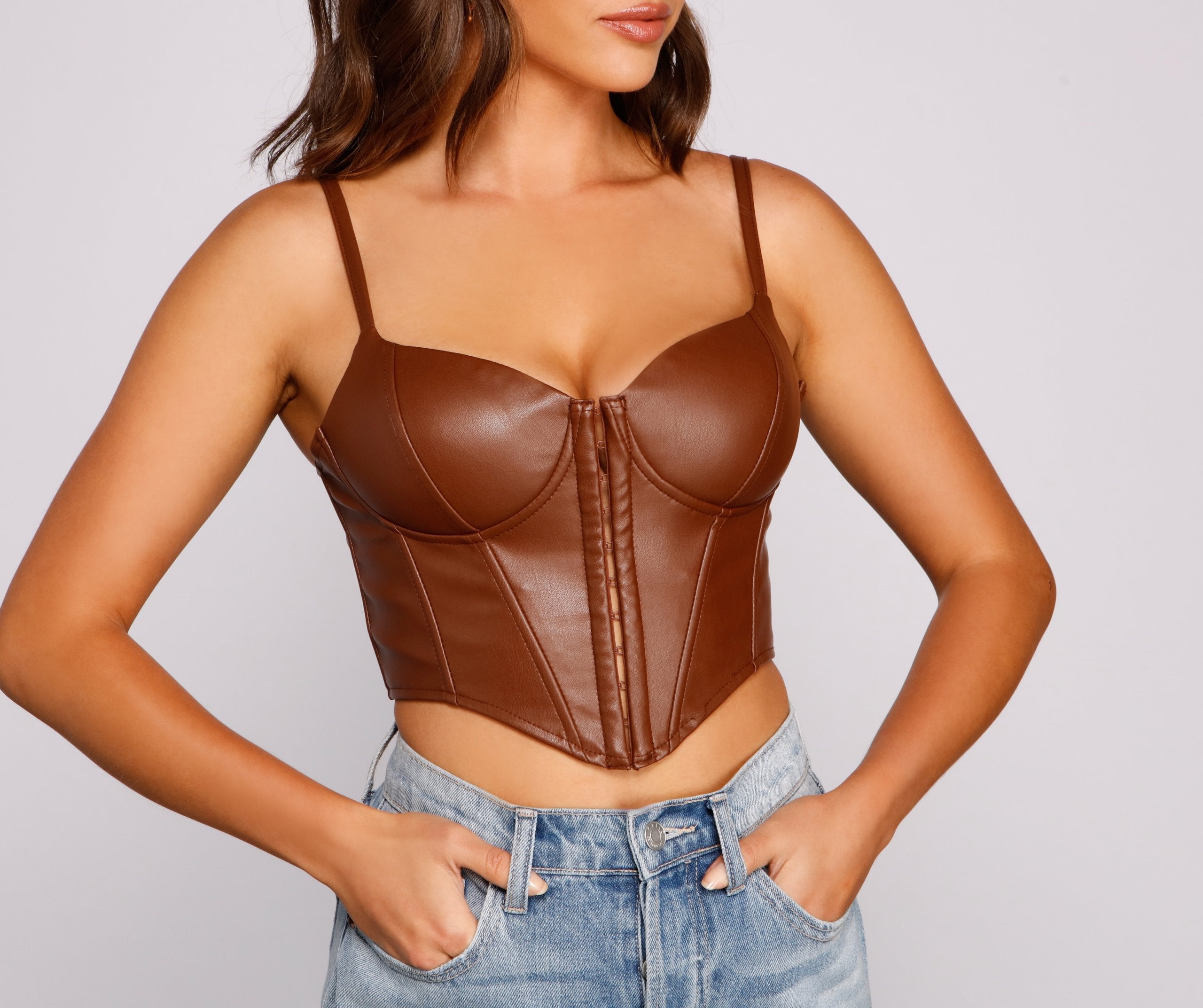 Bold Moment Faux Leather Corset Top - Lady Occasions