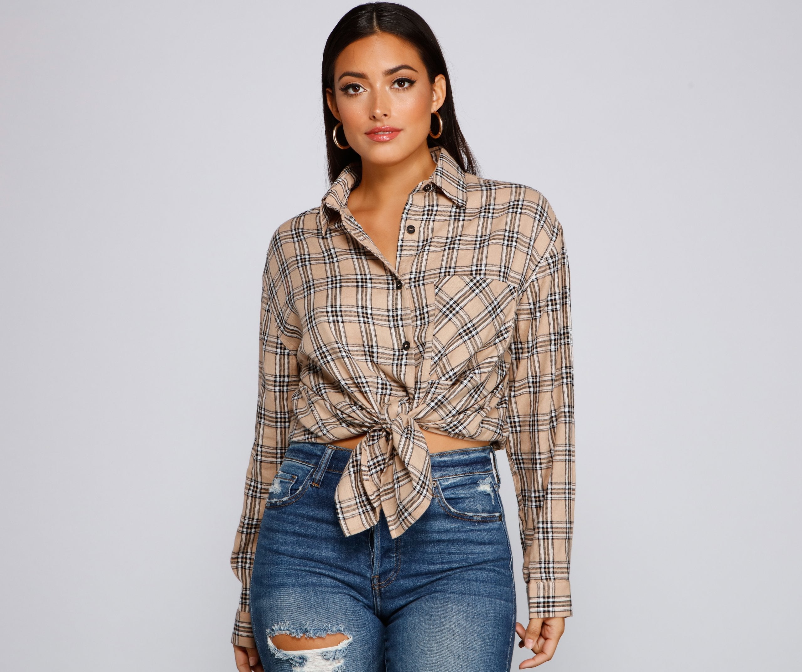 Mad About It Plaid Button Down Shirt - Lady Occasions