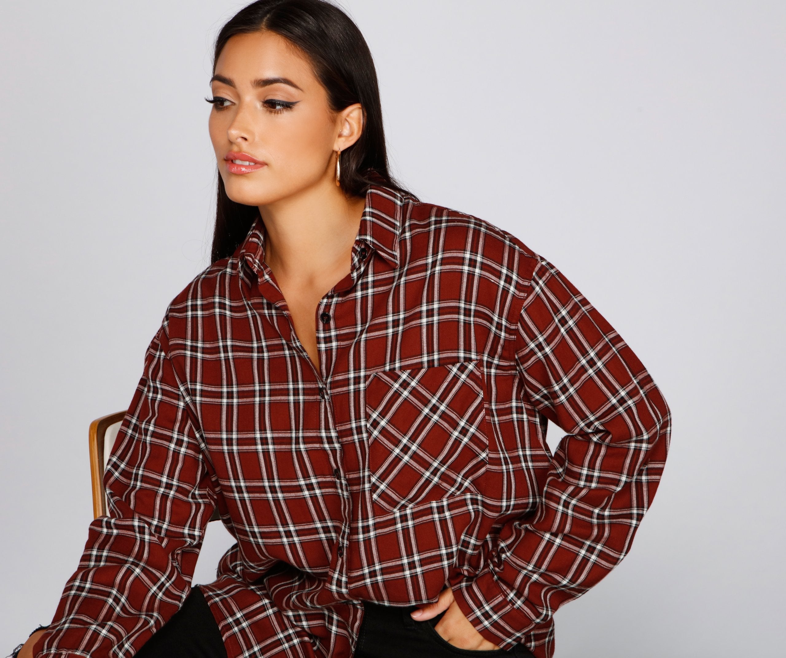 Mad About It Plaid Button Down Shirt - Lady Occasions