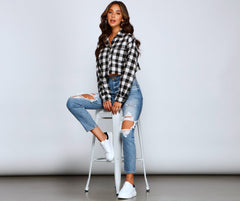 Plaid Mood Button Up Flannel Top - Lady Occasions