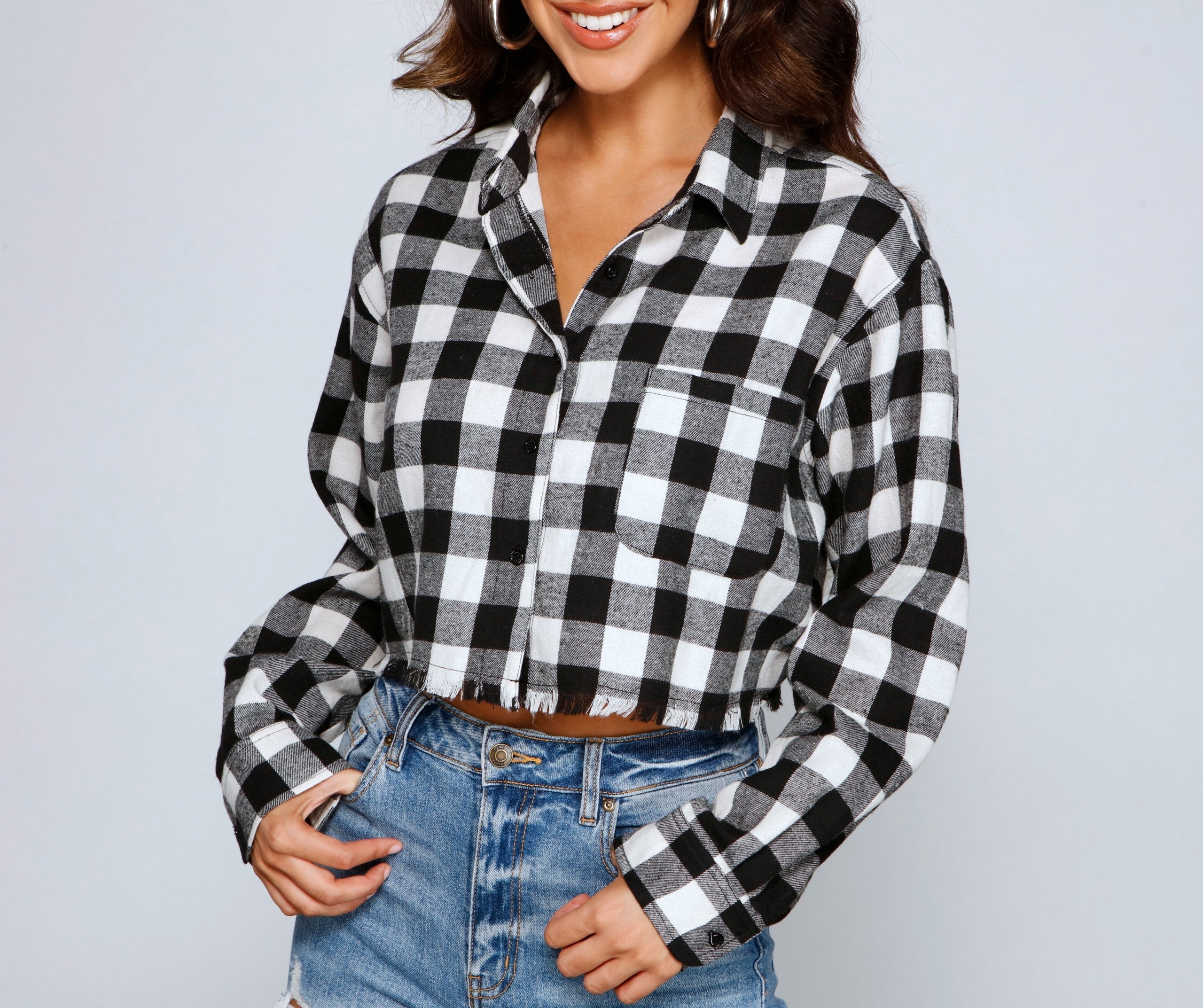 Plaid Mood Button Up Flannel Top - Lady Occasions