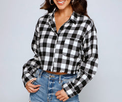 Plaid Mood Button Up Flannel Top - Lady Occasions