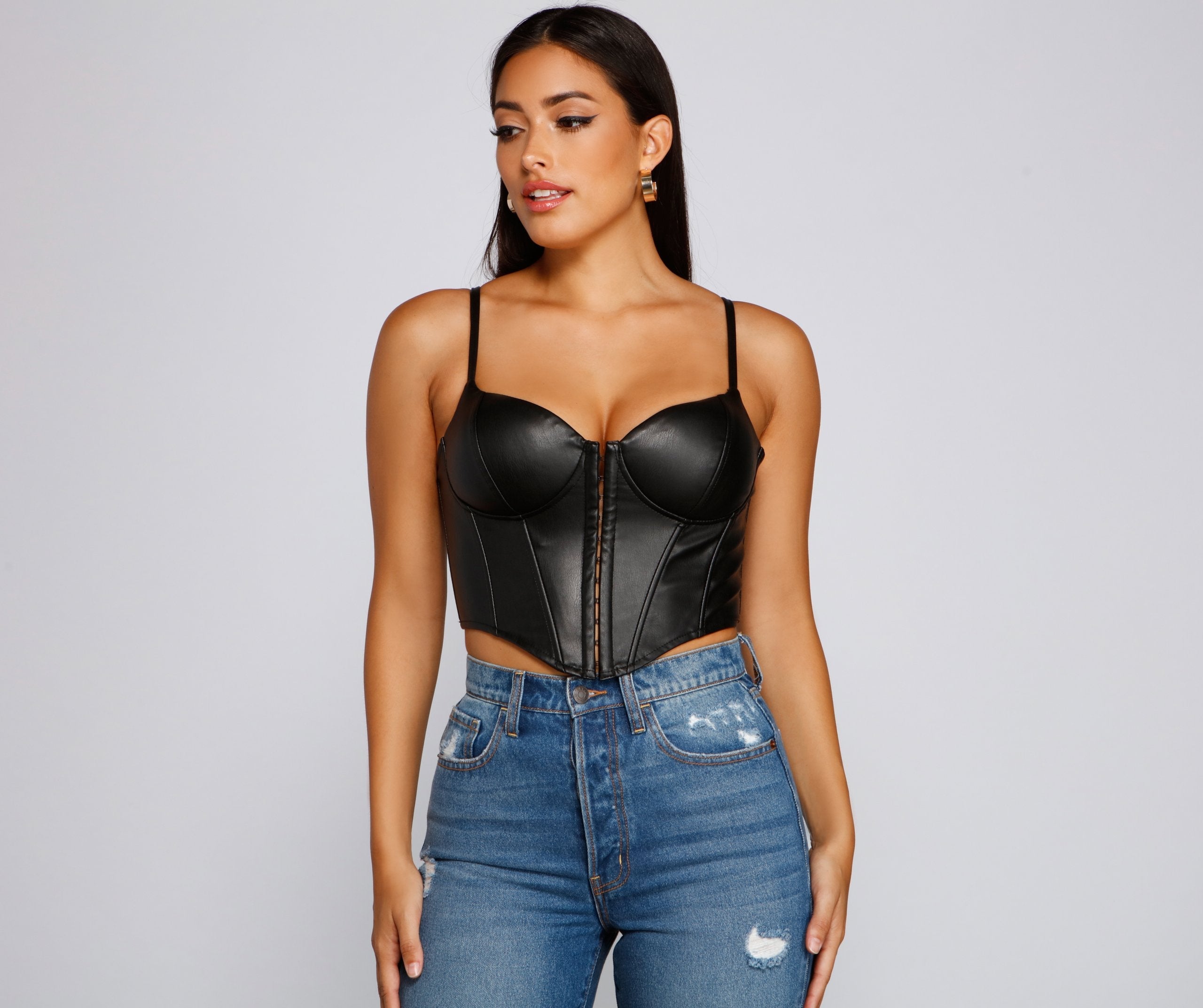 Bold Moment Faux Leather Corset Top - Lady Occasions