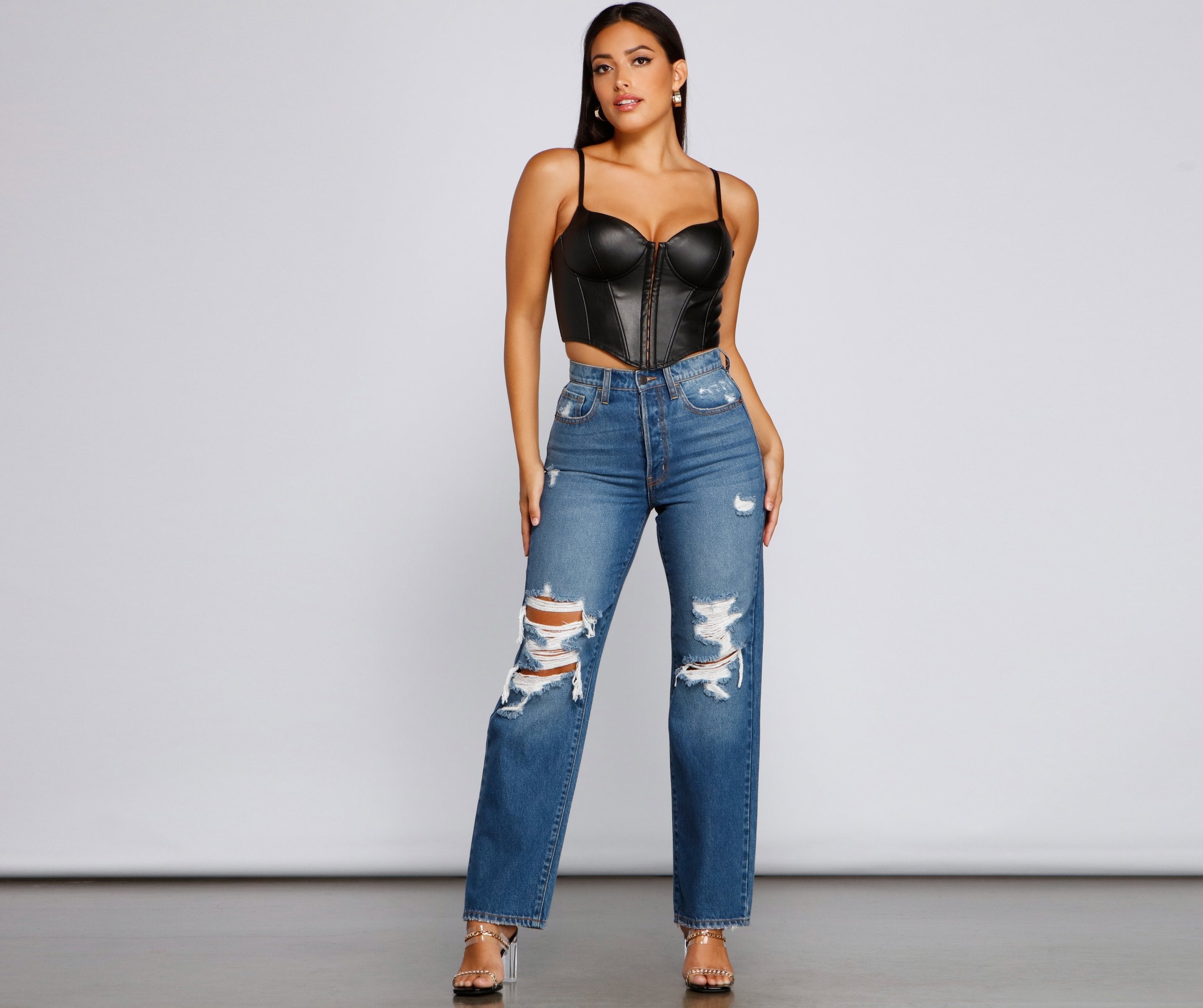 Bold Moment Faux Leather Corset Top - Lady Occasions