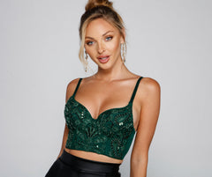 Beautifully Beaded Cropped Bustier - Lady Occasions