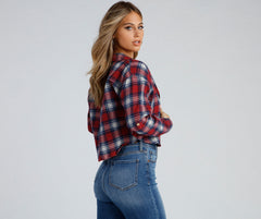 Taking Knit Easy Plaid Flannel Top - Lady Occasions