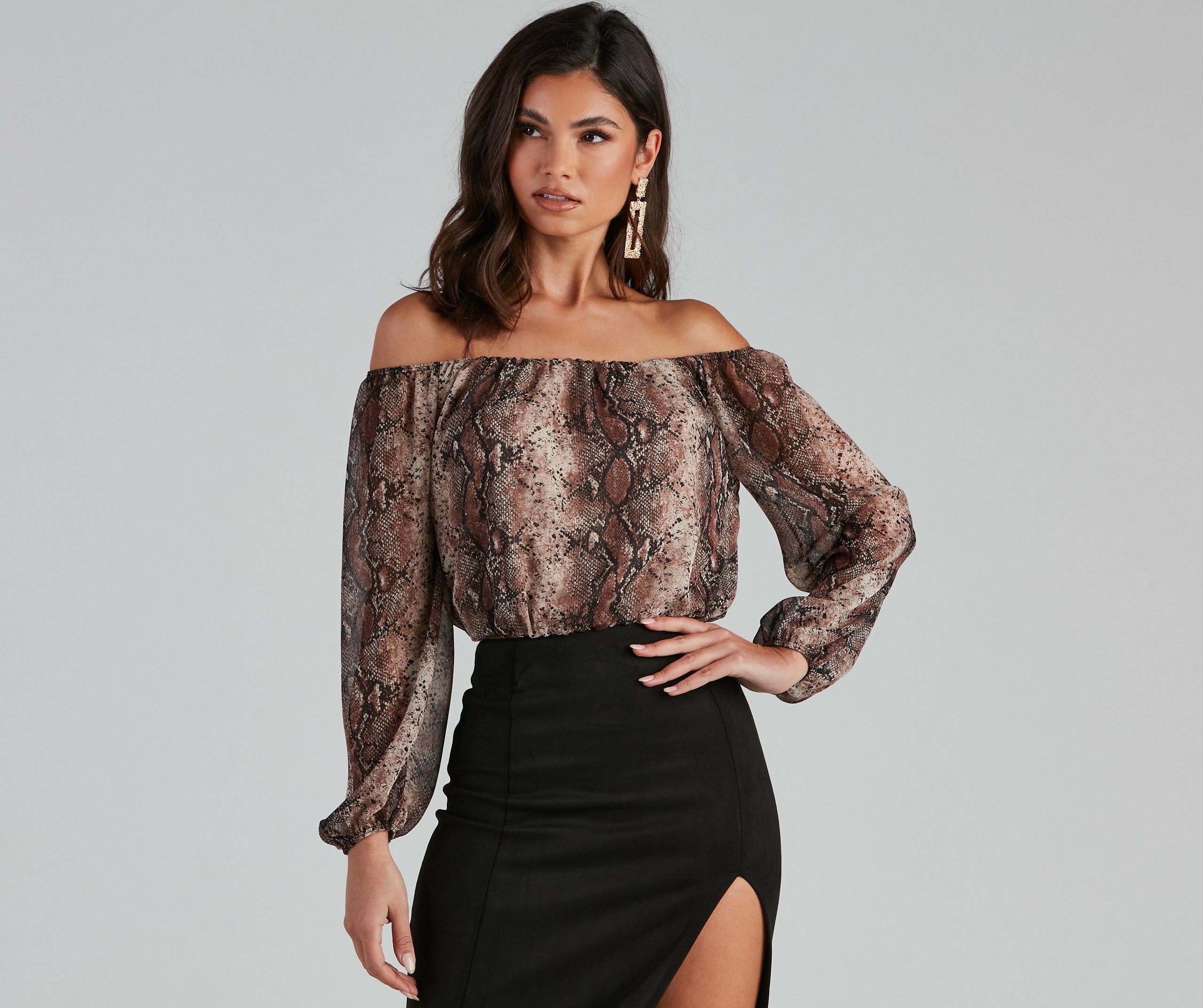 Chic Viper Chiffon Off-The-Shoulder Top - Lady Occasions