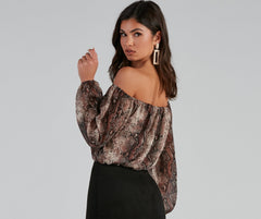 Chic Viper Chiffon Off-The-Shoulder Top - Lady Occasions