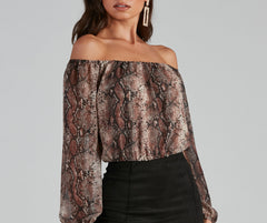 Chic Viper Chiffon Off-The-Shoulder Top - Lady Occasions