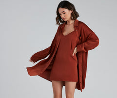 Weekend Chic Satin Button-Front Tunic - Lady Occasions