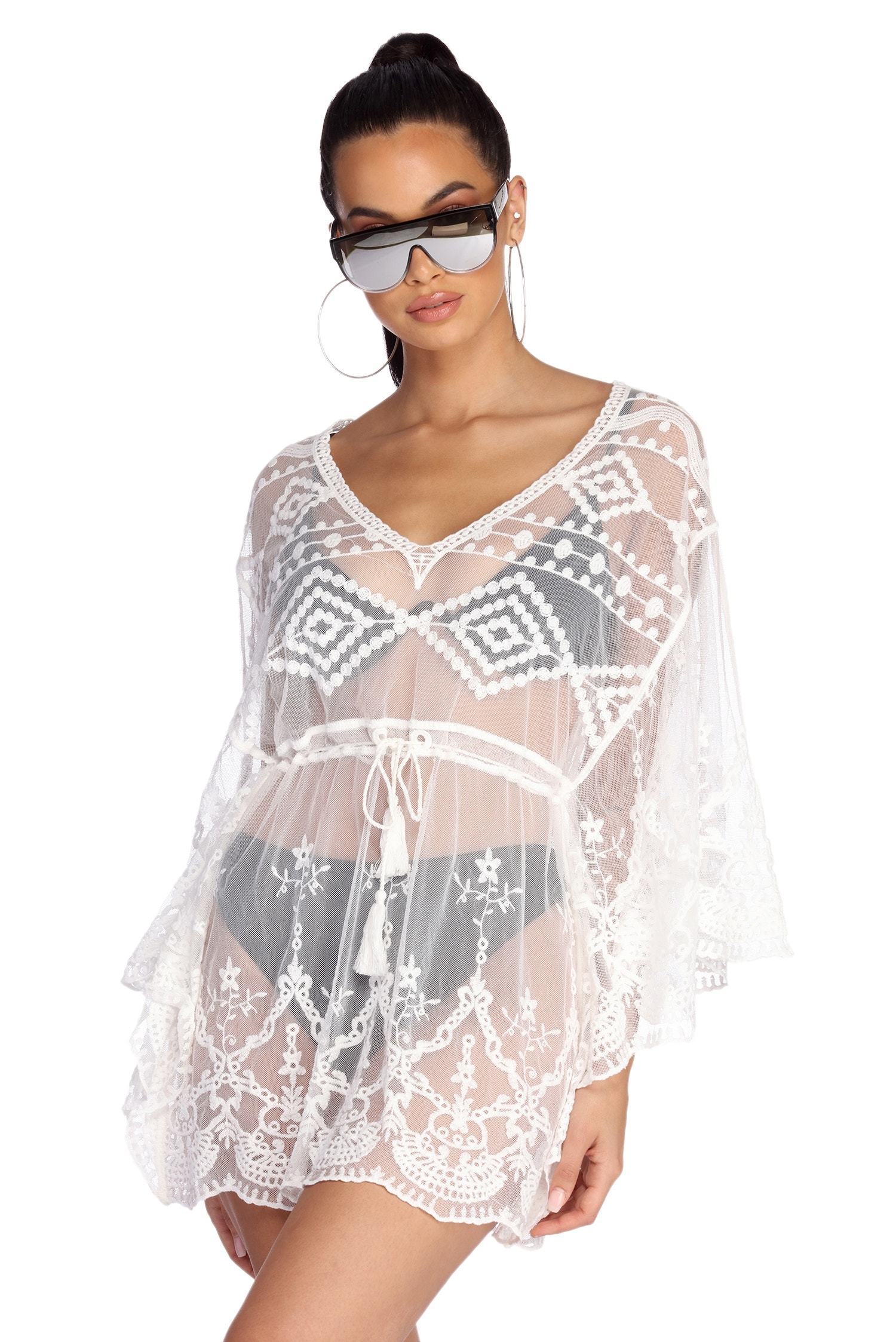Beach Ready Embroidered Mesh Cover Up - Lady Occasions