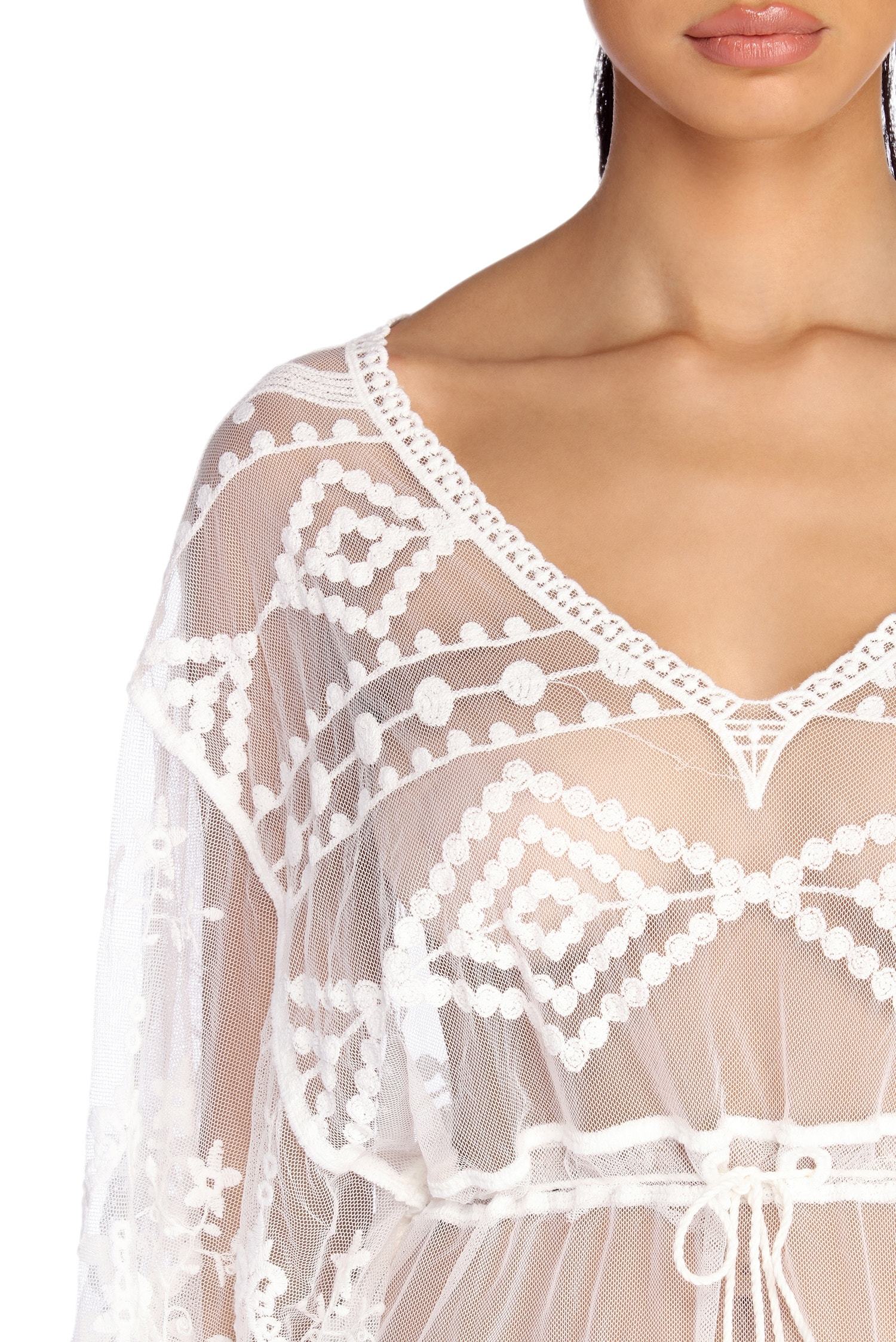Beach Ready Embroidered Mesh Cover Up - Lady Occasions